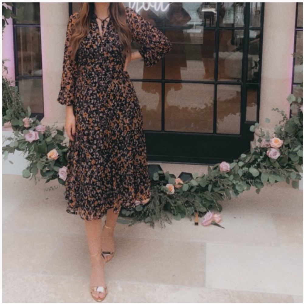 Tommy Hilfiger crushed velvet leopard midi dress